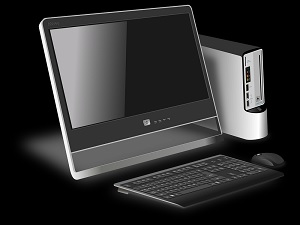 computer on black background